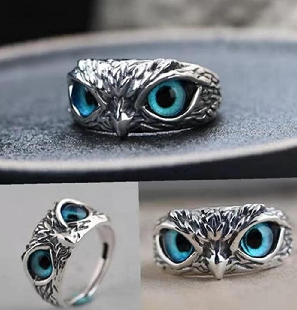 Owl Face Silver Plated Ring