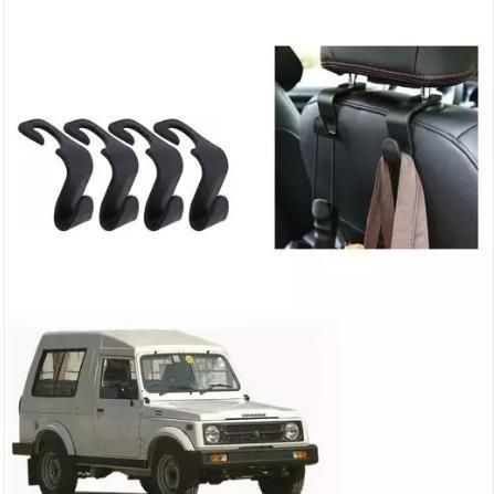 Car Organizer Plastic Hook Hanger for Holding Handbags, Coats, Purses, Bags & Water Bottles (Pack of 04)