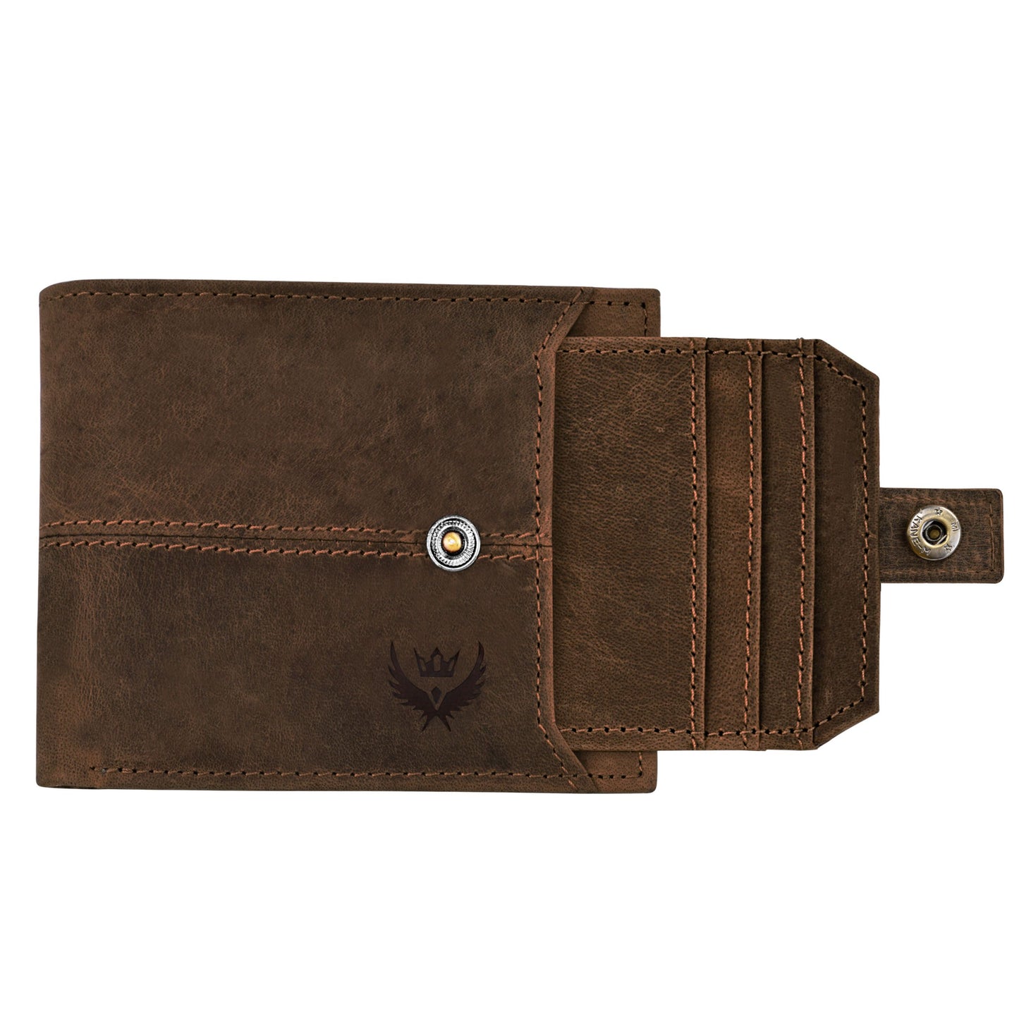 Brown Genuine Leather Wallet for Men with ATM Card, Coin Zipper & RFID Blocking