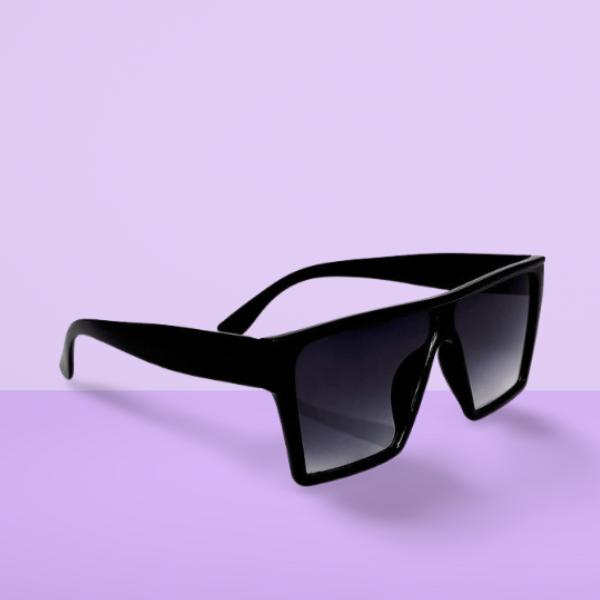 Unisex Retro Square Black Sunglasses