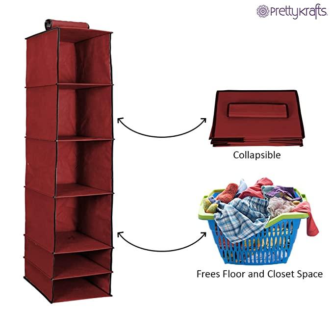 Foldable Hanging Wardrobe Shelves with 06 Compartments