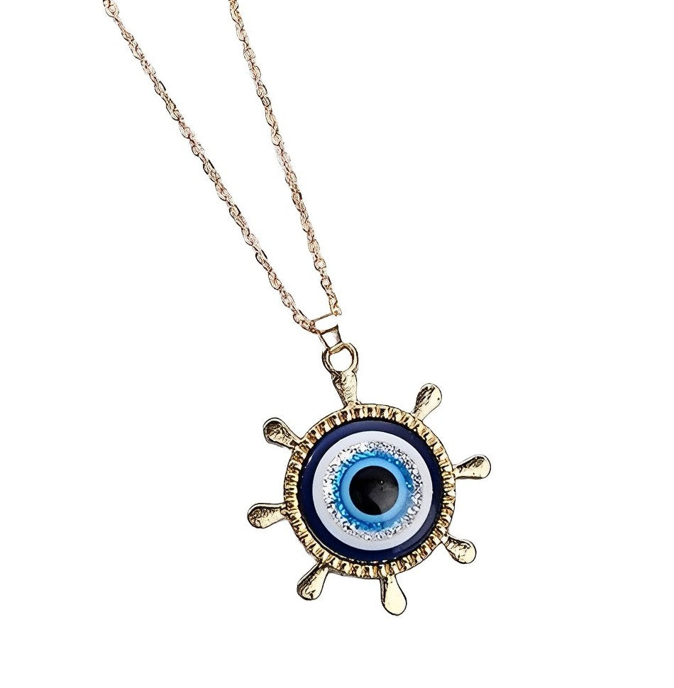 Golden Evil Eye Chain Necklace For Women & Girls