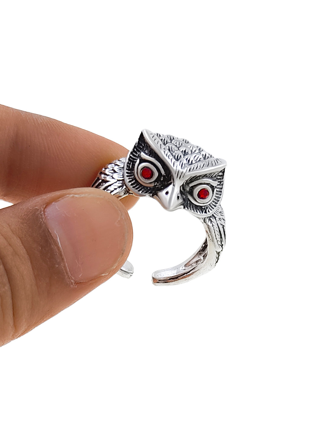 Owl Face Silver Ring for Men
