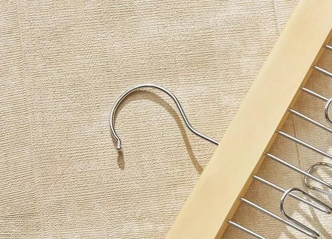 Multifunctional Wooden Hanger with Metal Hooks