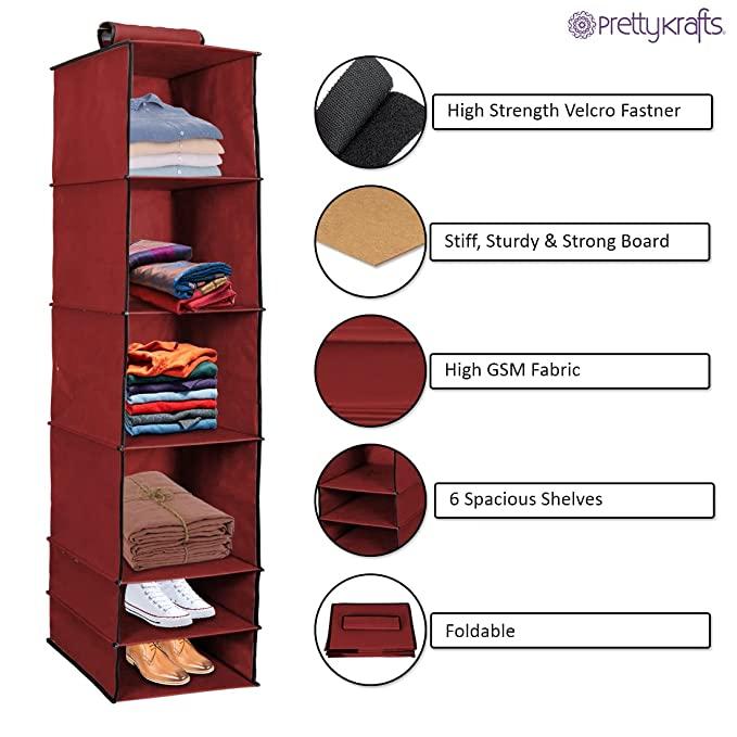 Foldable Hanging Wardrobe Shelves with 06 Compartments