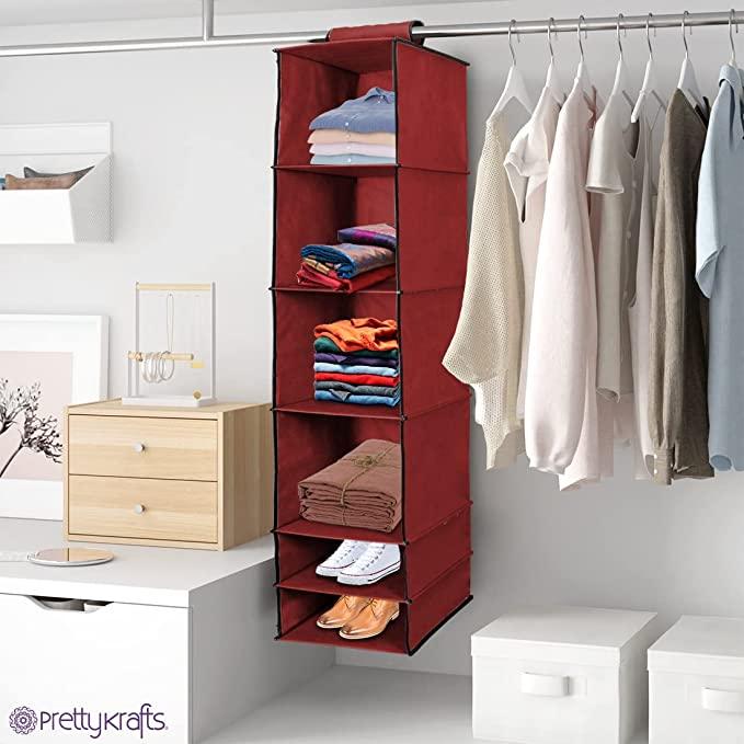 Foldable Hanging Wardrobe Shelves with 06 Compartments