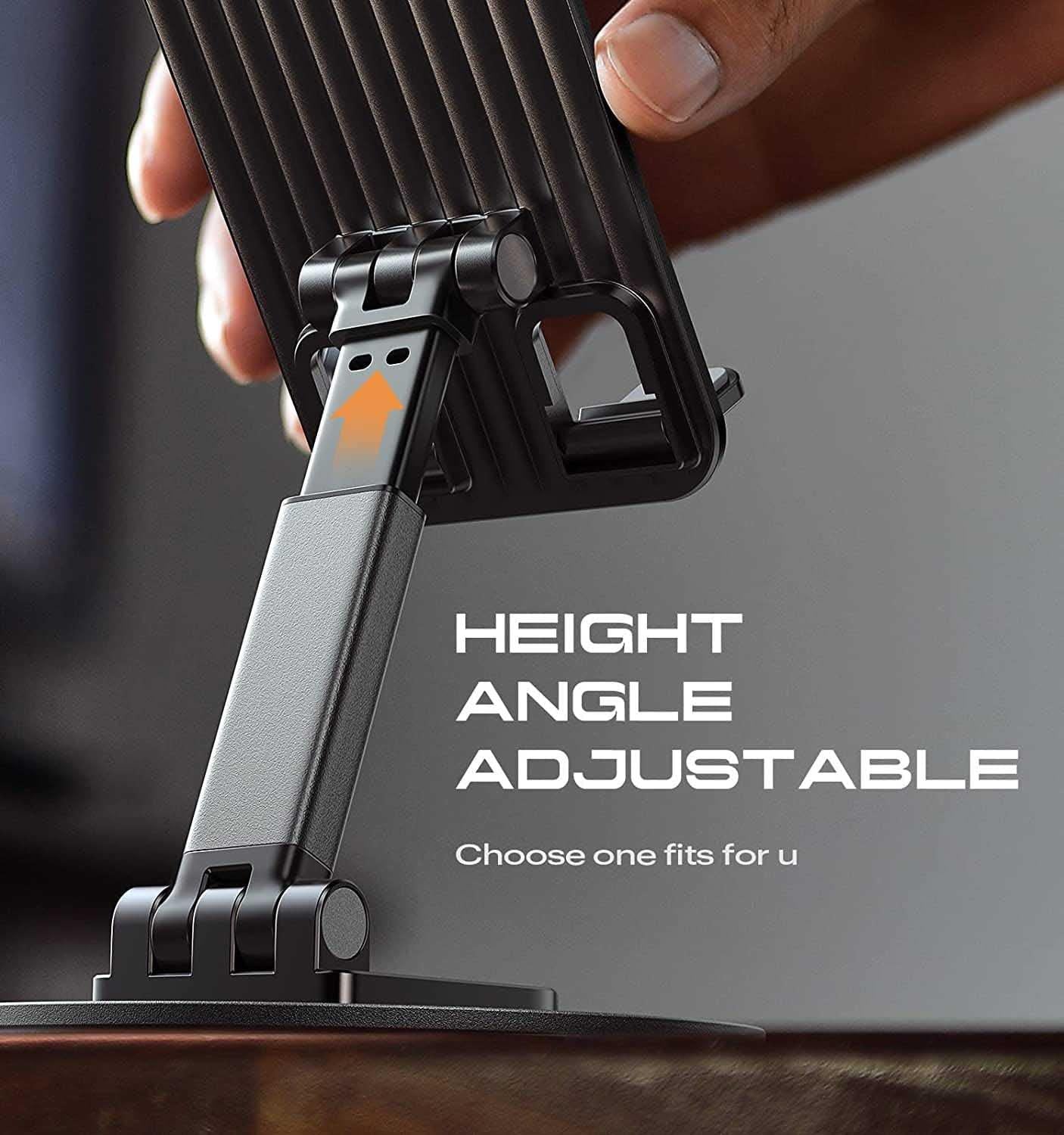 Mobile Phone Stand with 360 Degree Rotation Capability with Height and Angle Adjustments