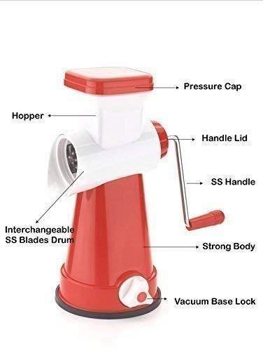 Rotary Drum Vegetable Grater & Slicer with 04 Operations