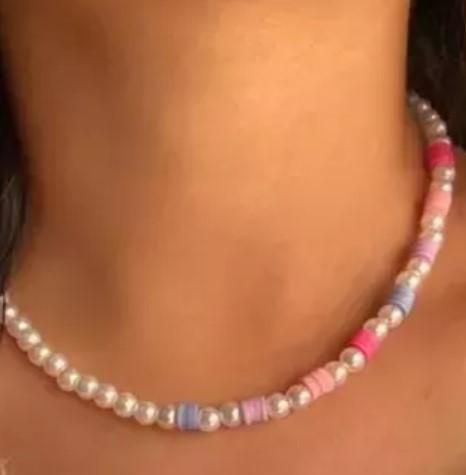 Multicolor Glass Bead Pearl Necklace
