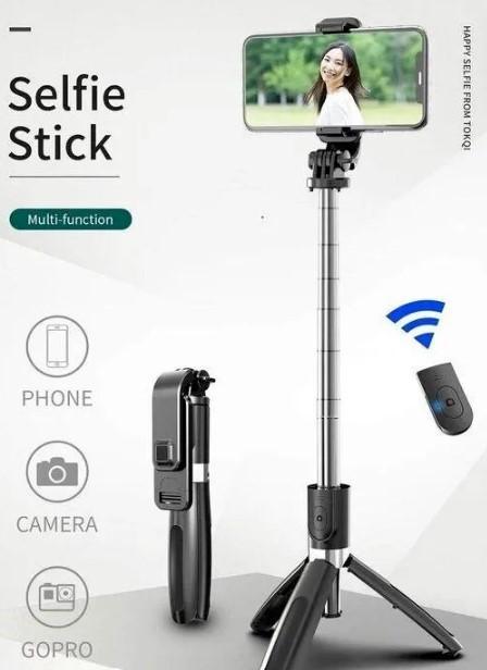 Foldable Mini Tripod with Wireless Bluetooth in Extendable Selfie Stick for Phone, Camera & Gopro