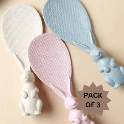 Rabbit Standing Non-Stick Rice Spoon,Vertical Kitchen Serving Spoon (Pack of 3)