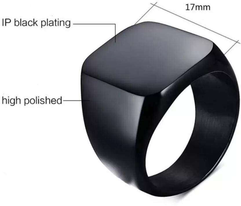 Black Silver Square Vintage Ring