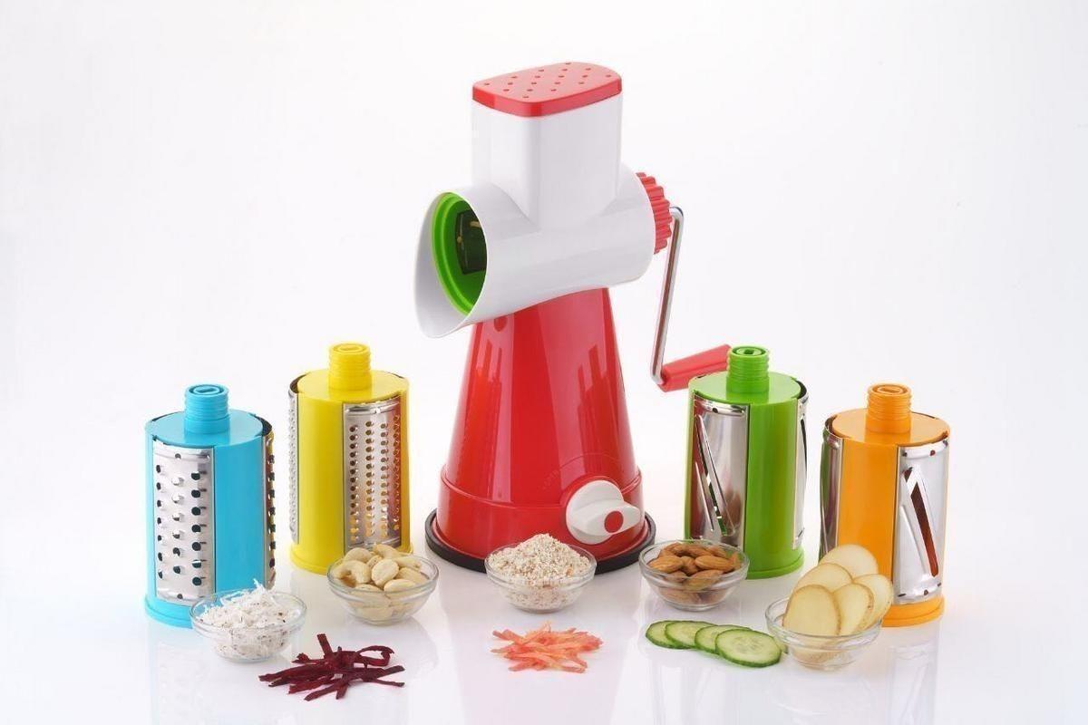 Rotary Drum Vegetable Grater & Slicer with 04 Operations