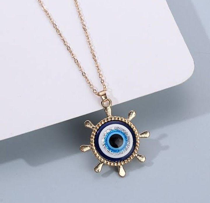 Golden Evil Eye Chain Necklace For Women & Girls