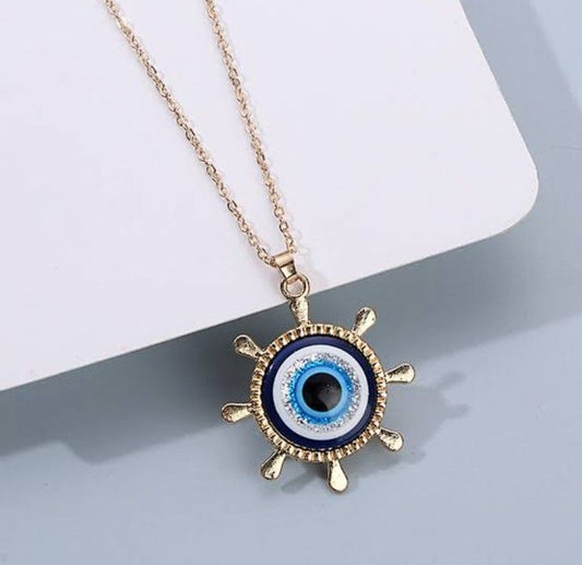 Golden Evil Eye Chain Necklace For Women & Girls