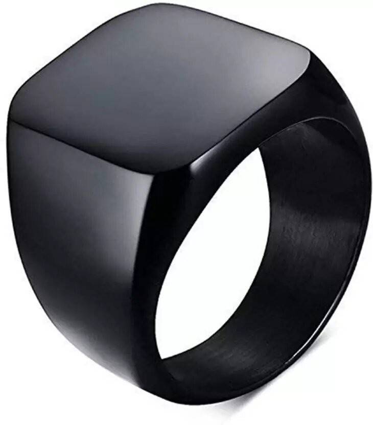 Black Silver Square Vintage Ring