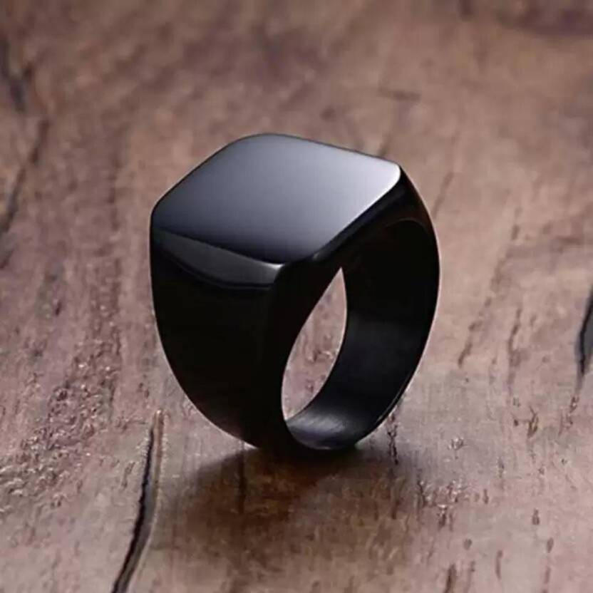 Black Silver Square Vintage Ring