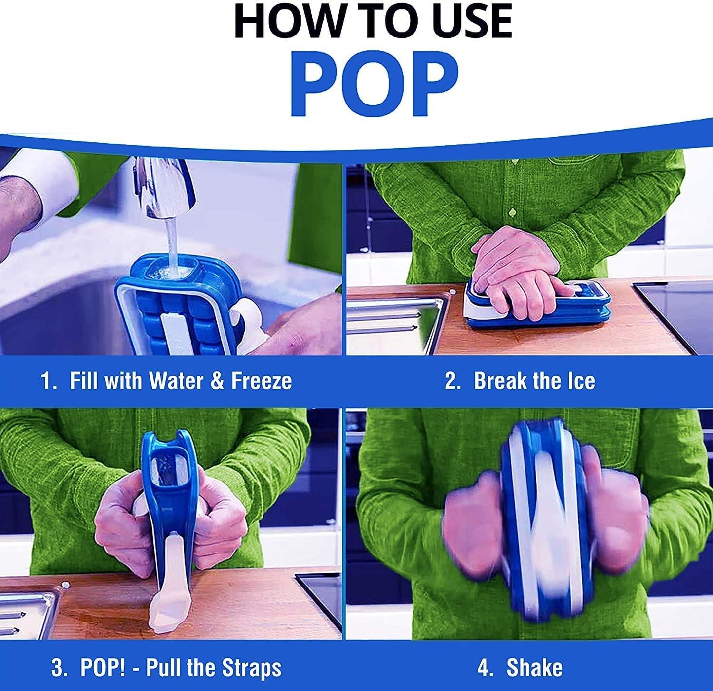 Folding Silicone Ice Cube Tray Moulds Bag