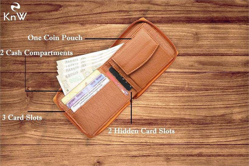 Genuine Leather Wallet for Men with ATM Card, Coin Zipper & RFID Blocking
