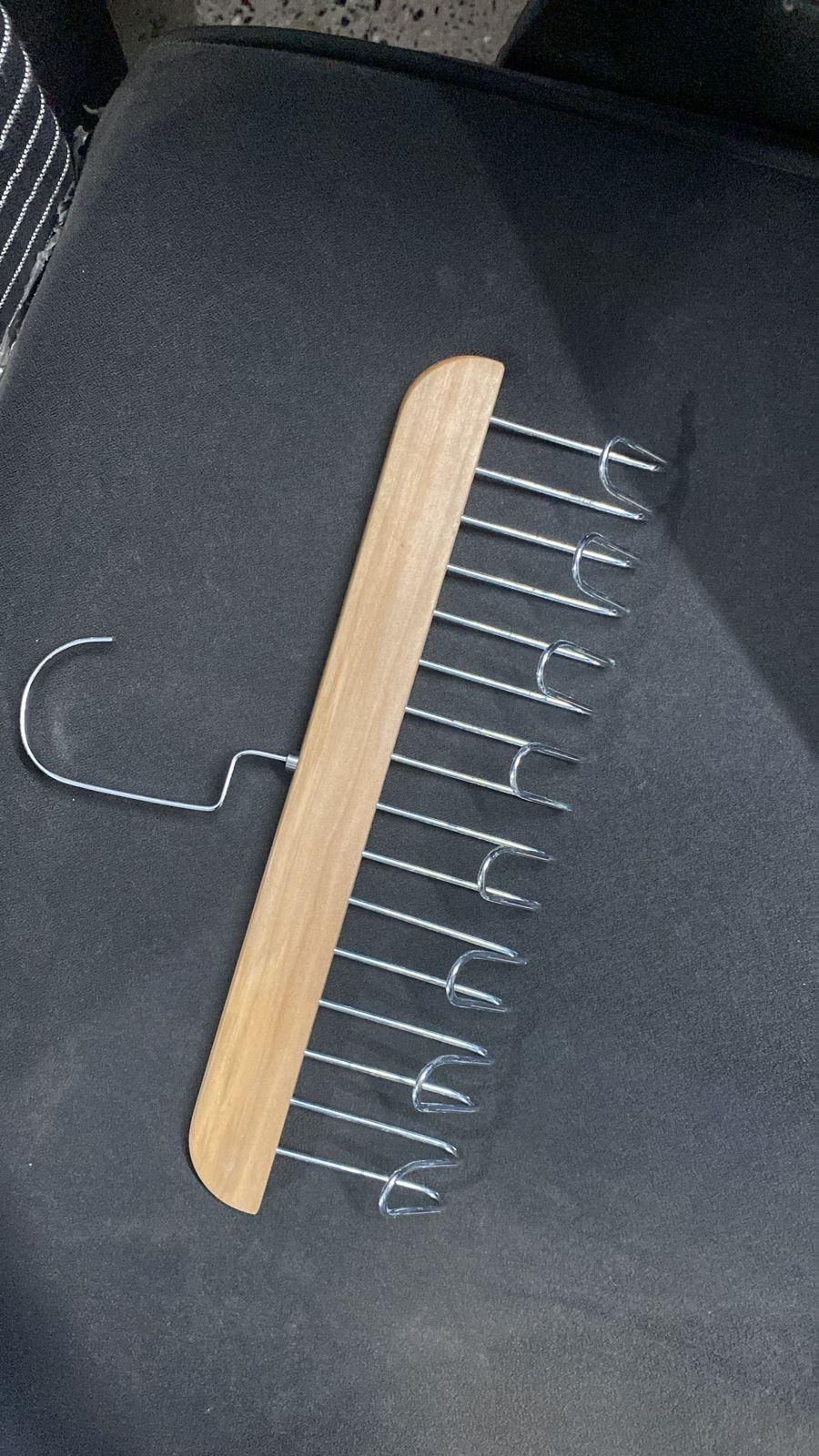 Multifunctional Wooden Hanger with Metal Hooks