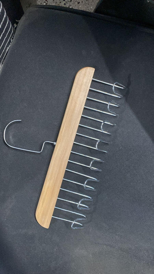 Multifunctional Wooden Hanger with Metal Hooks