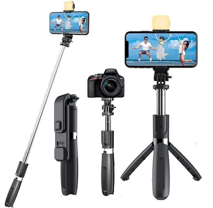 Foldable Mini Tripod with Wireless Bluetooth in Extendable Selfie Stick for Phone, Camera & Gopro