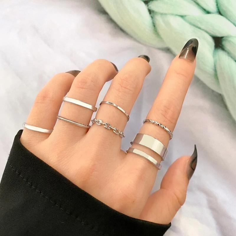 Silver Plated Ring Set for Women (7 Pieces)