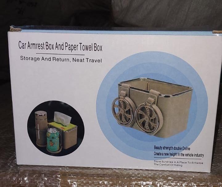 Car Armrest Storage Box with 02 Foldable Cup Holder