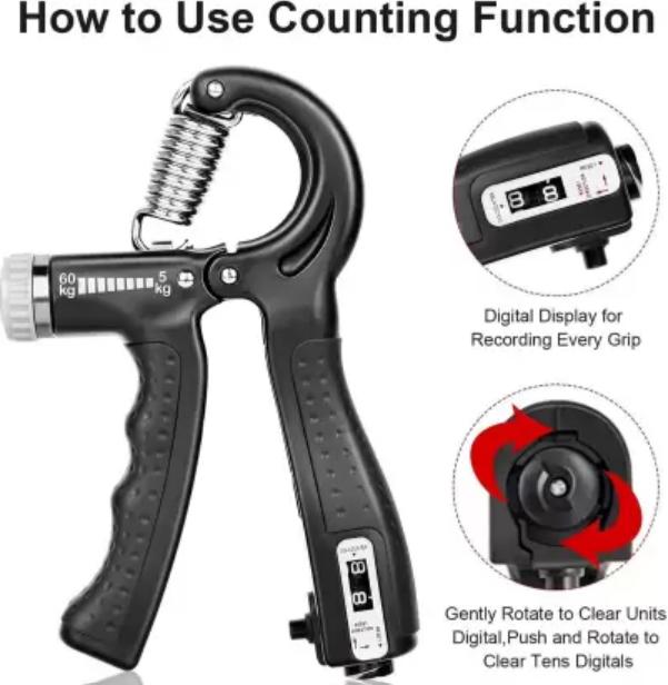 Hand Grip Strengthener adjustable from 5 to 60 Kgs. with Counter