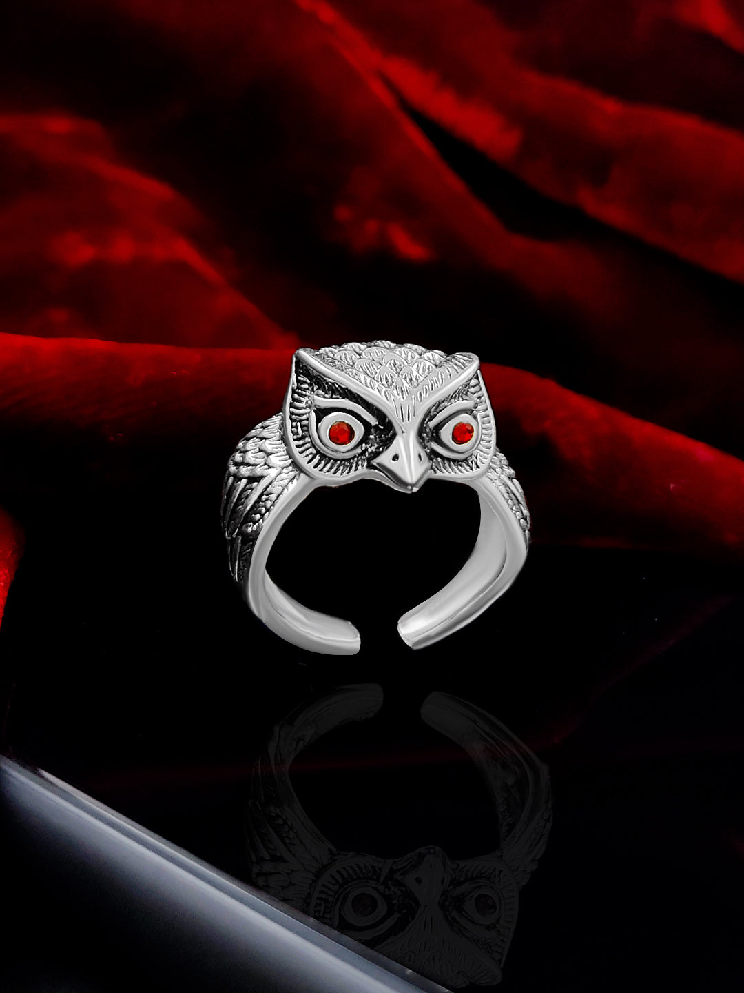 Owl Face Silver Ring for Men