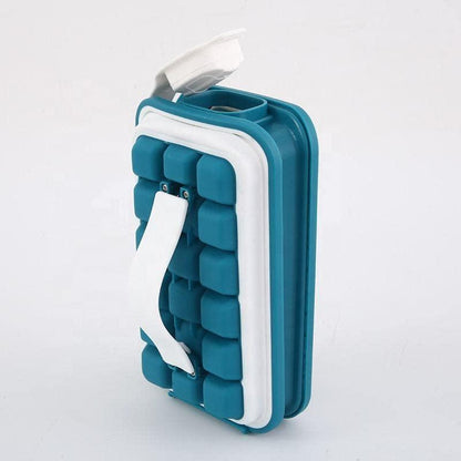 Folding Silicone Ice Cube Tray Moulds Bag