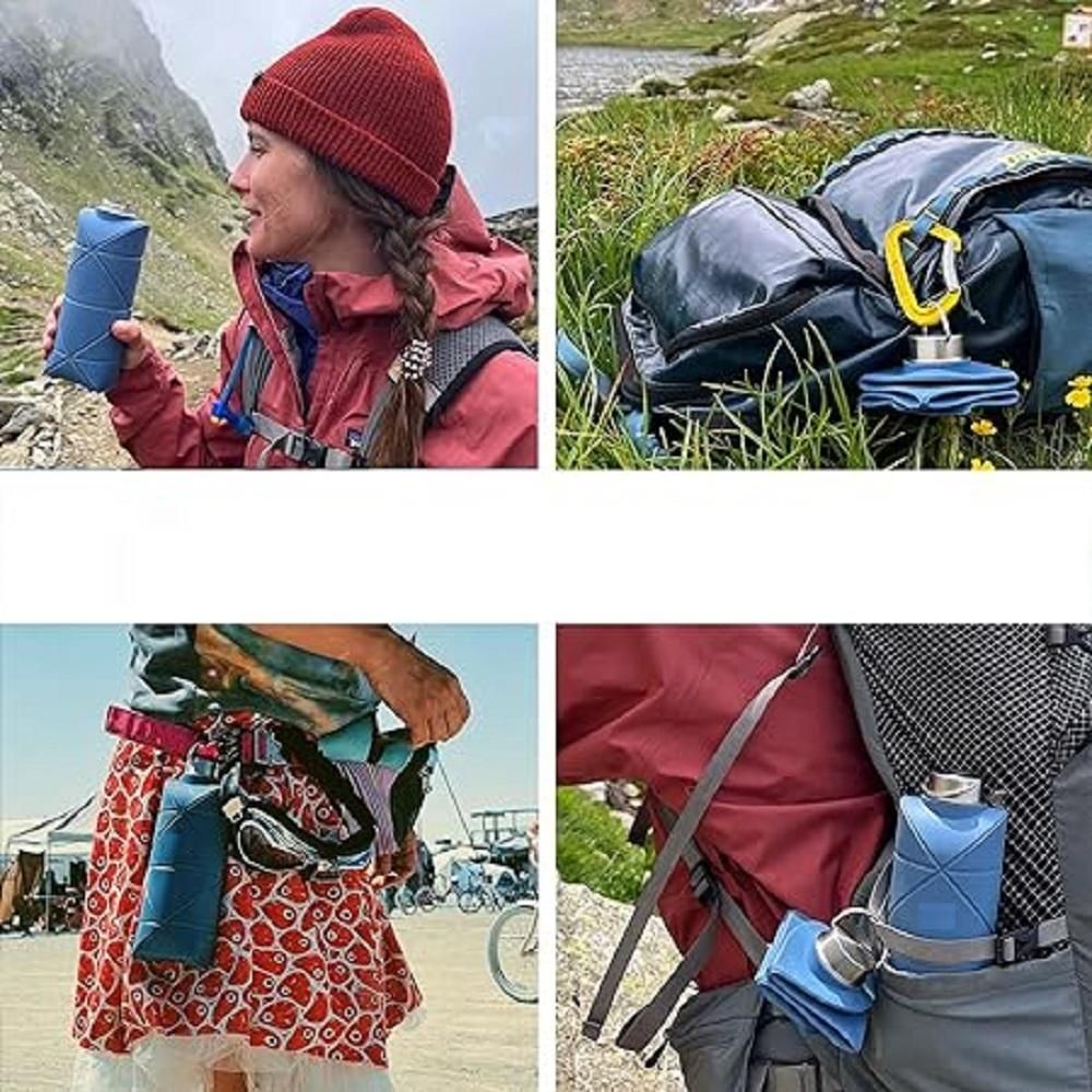 Foldable Silicone Water Bottle 700 ml Capacity (Pack of 2)