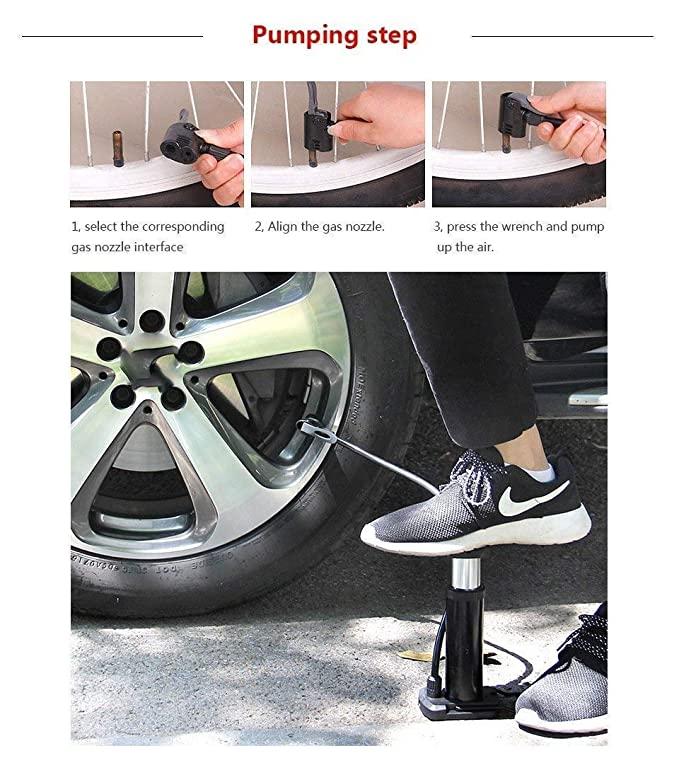 Portable Foot Air Pump Compressor with Pressure Gauge for Car and Bike