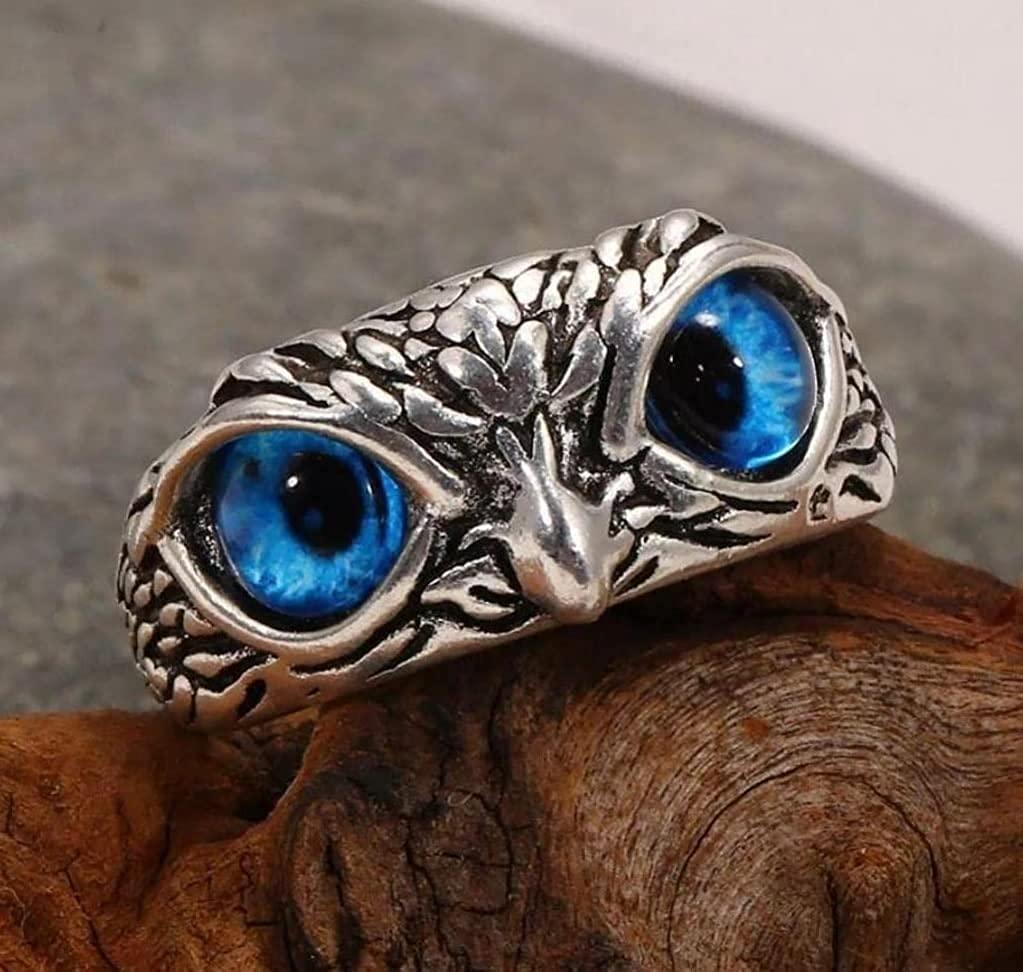 Owl Face Silver Plated Ring