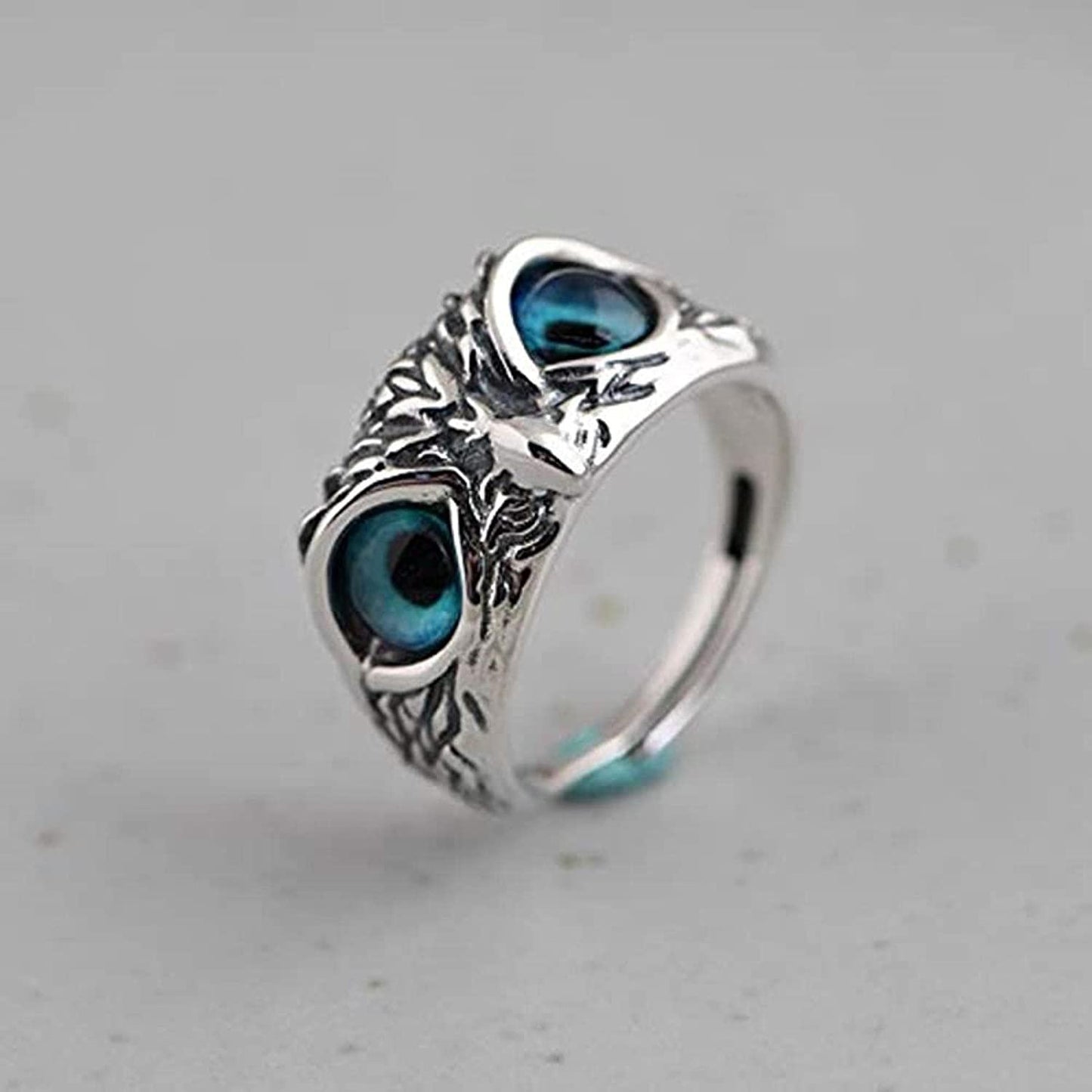 Owl Face Silver Plated Ring