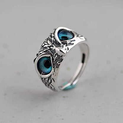 Owl Face Silver Plated Ring