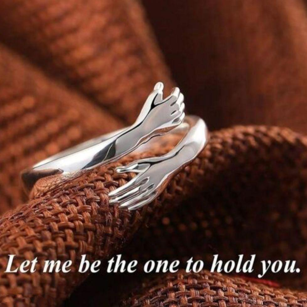 Silver Plated Friendship Loved Ones Hug Ring