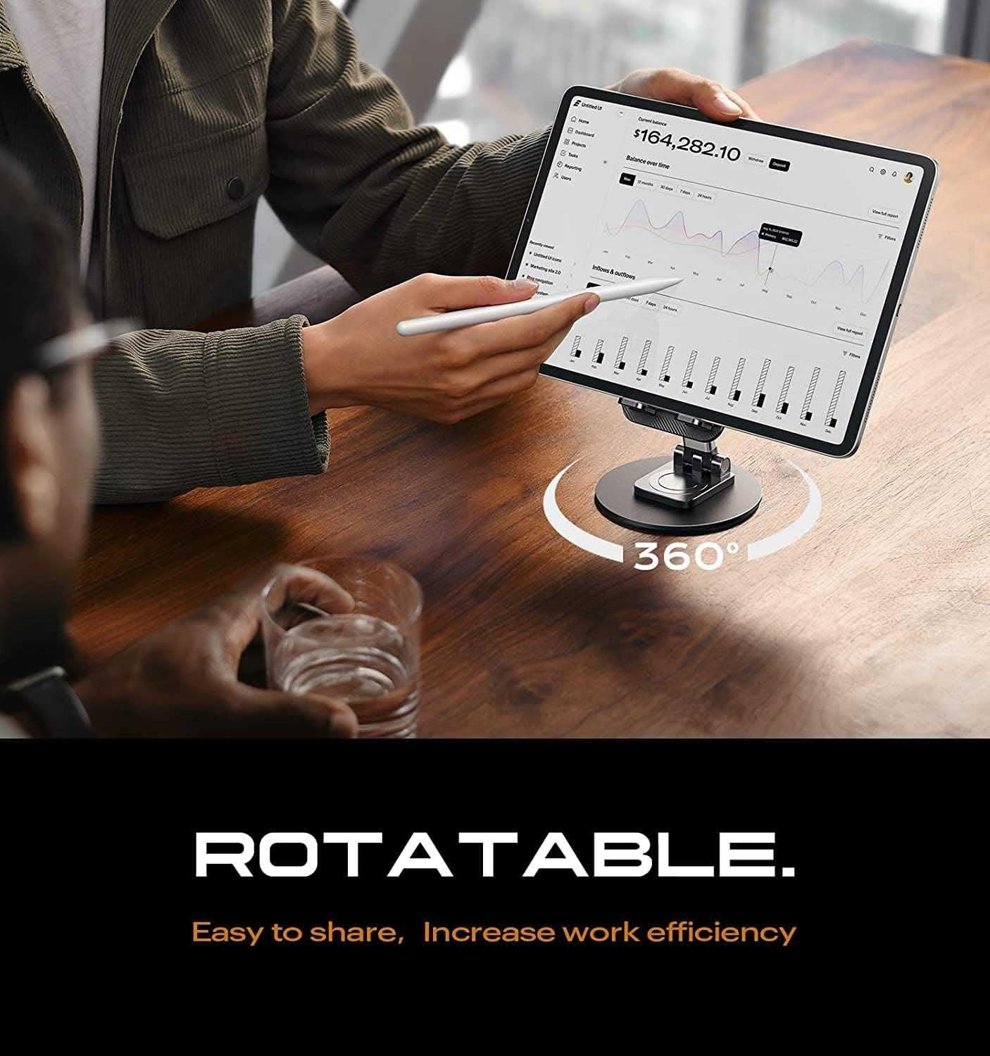 Mobile Phone Stand with 360 Degree Rotation Capability with Height and Angle Adjustments
