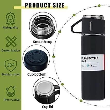500 ML Double Wall Stainless Steel Thermo Vacuum Insulated Bottle with Two Cups Hot & Cold