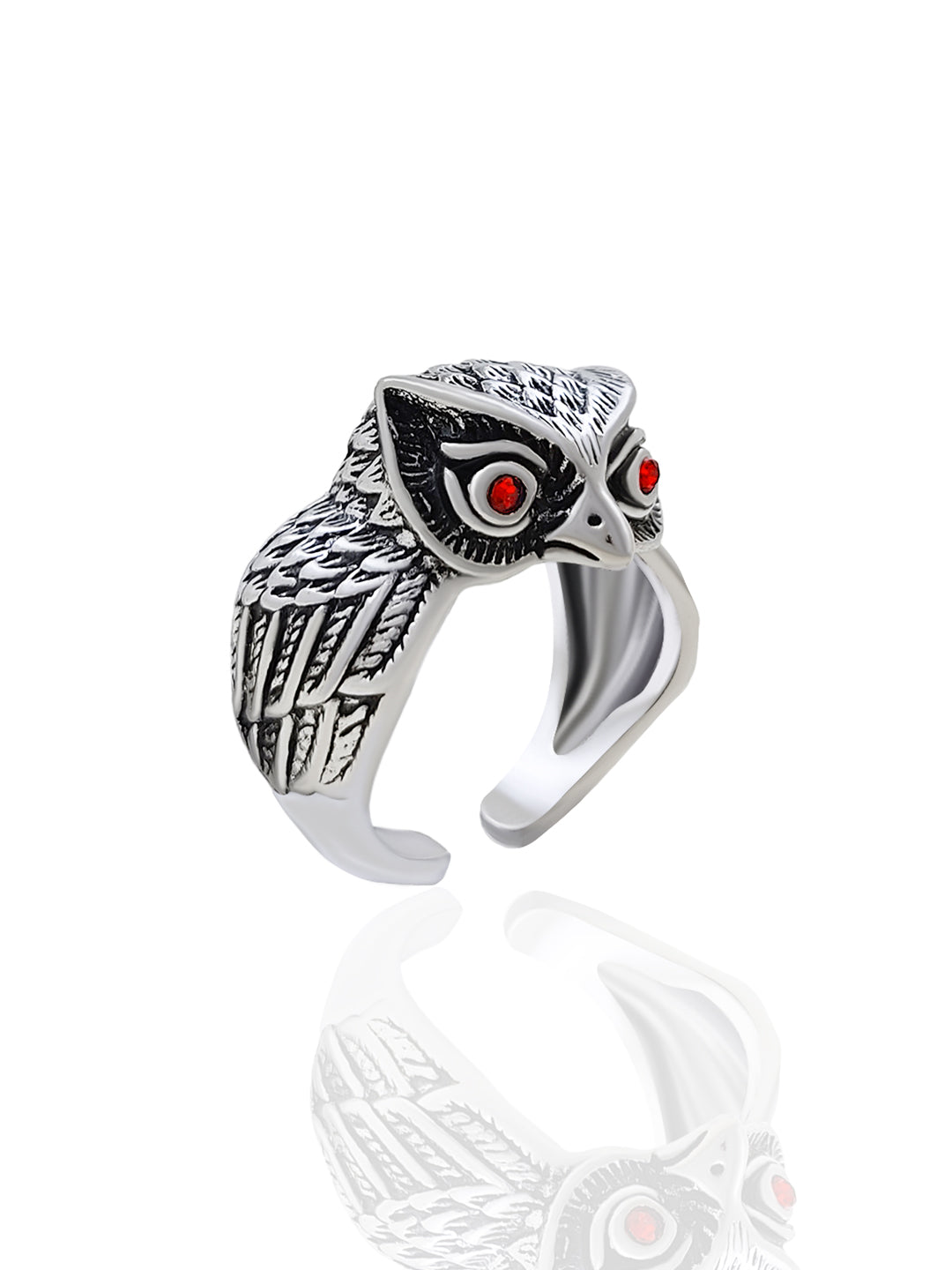 Owl Face Silver Ring for Men