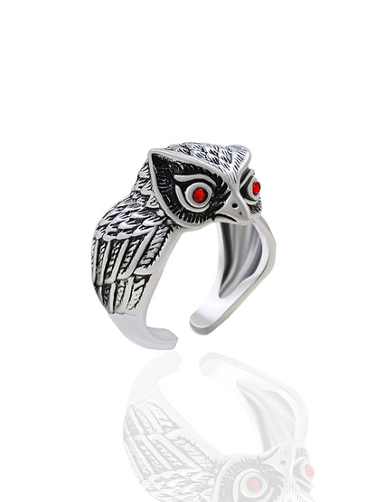 Owl Face Silver Ring for Men