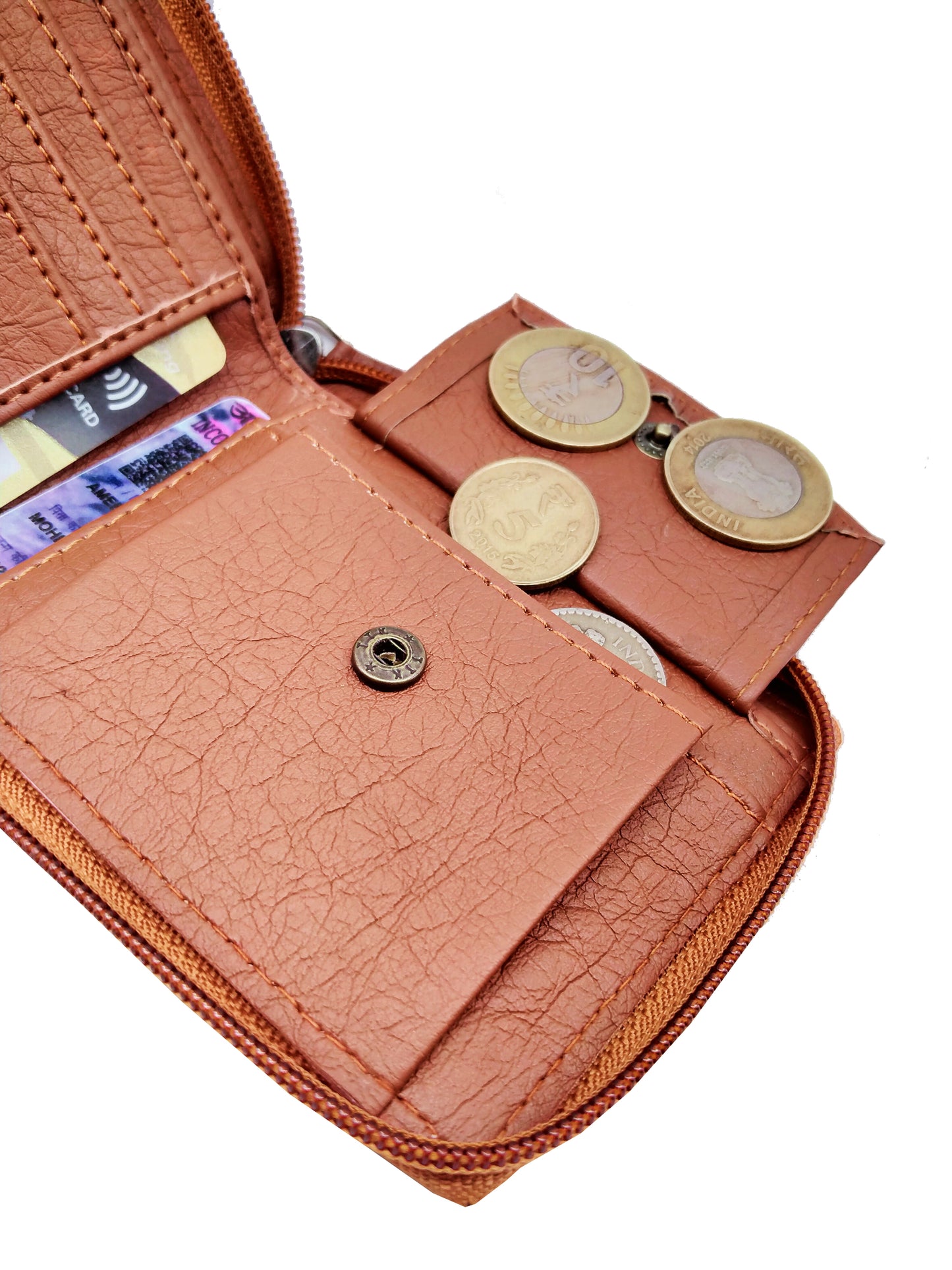 Genuine Leather Wallet for Men with ATM Card, Coin Zipper & RFID Blocking
