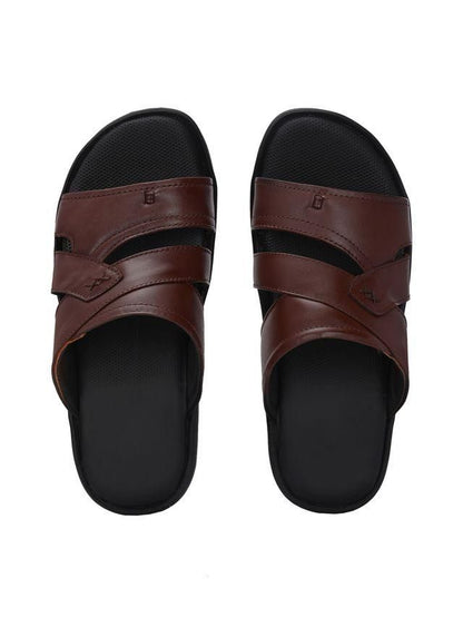 Men Cloud Nine Brown Leather Slippers